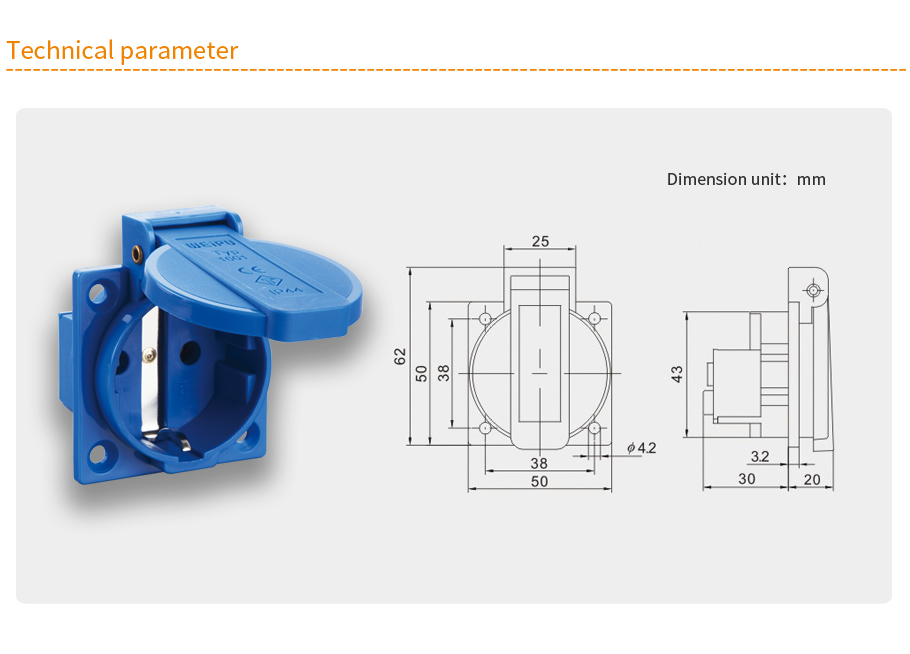 Bloc double prise étanche IP44 certifiée NF 2P+T 16A - Solera